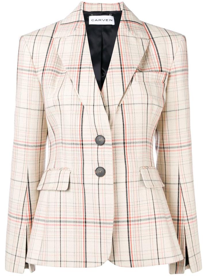 Carven Checked Fitted Balzer - Neutrals
