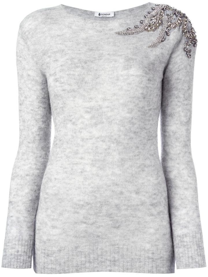 Dondup Round Neck Jumper, Women's, Size: Xs, Grey, Nylon/alpaca/wool