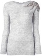 Dondup Round Neck Jumper, Women's, Size: Xs, Grey, Nylon/alpaca/wool