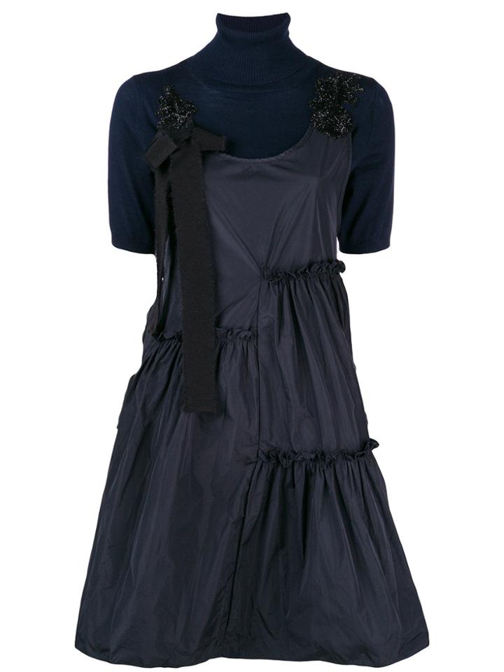 P.a.r.o.s.h. Turtle Neck Flared Dress - Blue