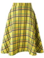 Ultràchic Tartan Print Full Skirt, Women's, Size: 42, Yellow/orange, Acrylic/polyester/wool