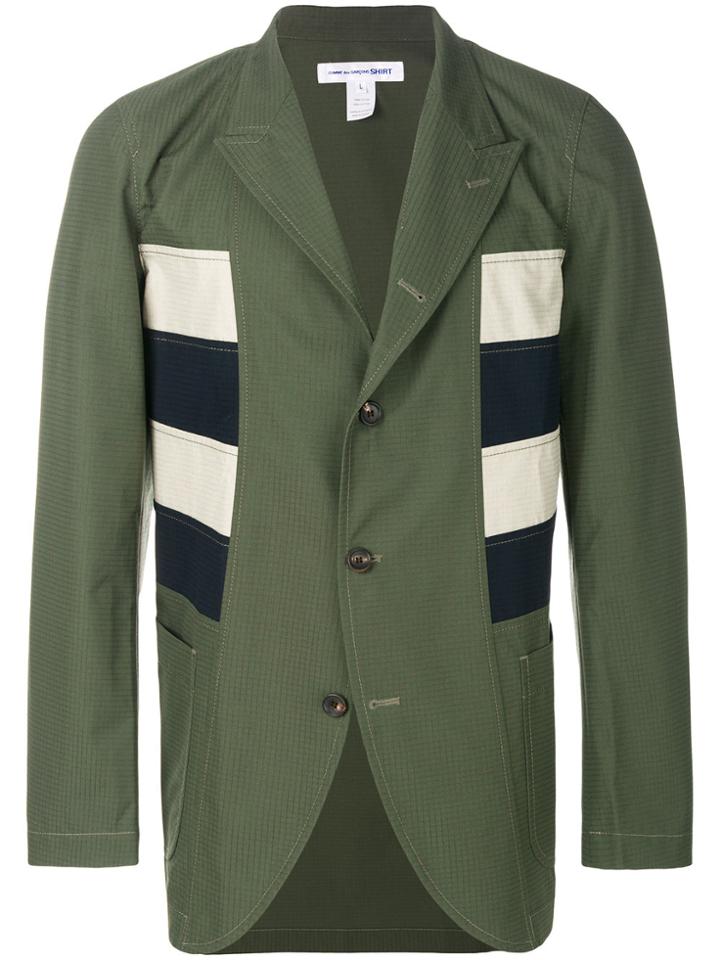 Comme Des Garçons Shirt Oversized Stripe-detail Blazer - Green