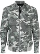 Loveless Camouflage Print Bomber Jacket - Grey