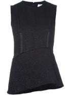 Carven Asymmetric Peplum Top, Women's, Size: 36, Black, Polyester/cotton