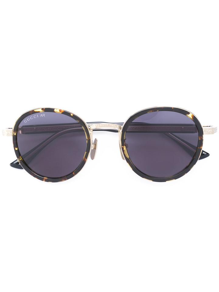 Gucci Eyewear Engraved Bridge Sunglasses, Men's, Size: 48, Black, Acetate/titanium
