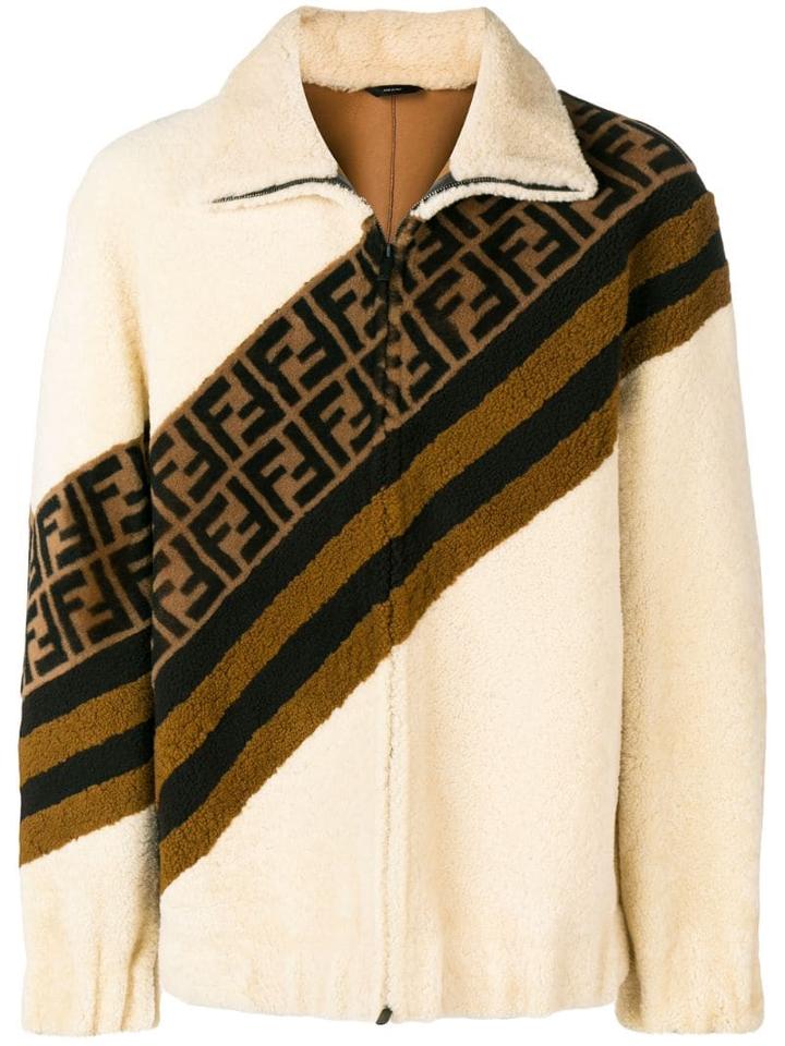 Fendi Ff Motif Shearling Jacket - Neutrals