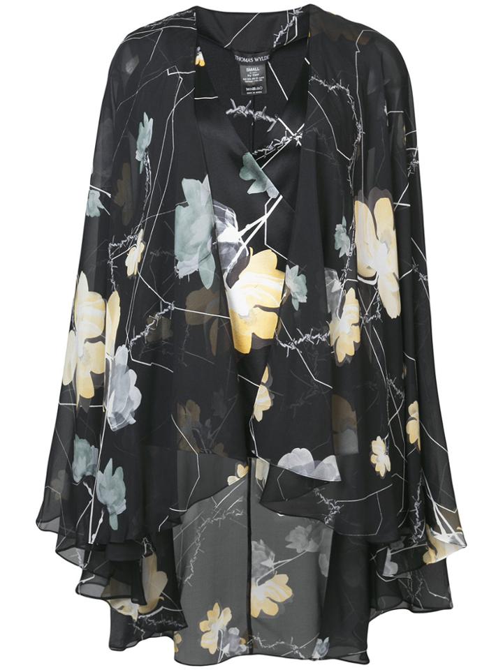 Thomas Wylde V-neck Floral Print Blouse - Black