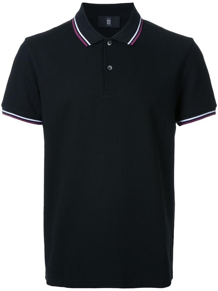 Kent & Curwen Striped Collar Polo Shirt, Men's, Size: Small, Black, Cotton