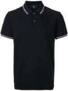 Kent & Curwen Striped Collar Polo Shirt, Men's, Size: Small, Black, Cotton