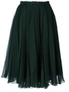 Rochas Tulle Pleated Skirt, Women's, Size: 44, Green, Silk