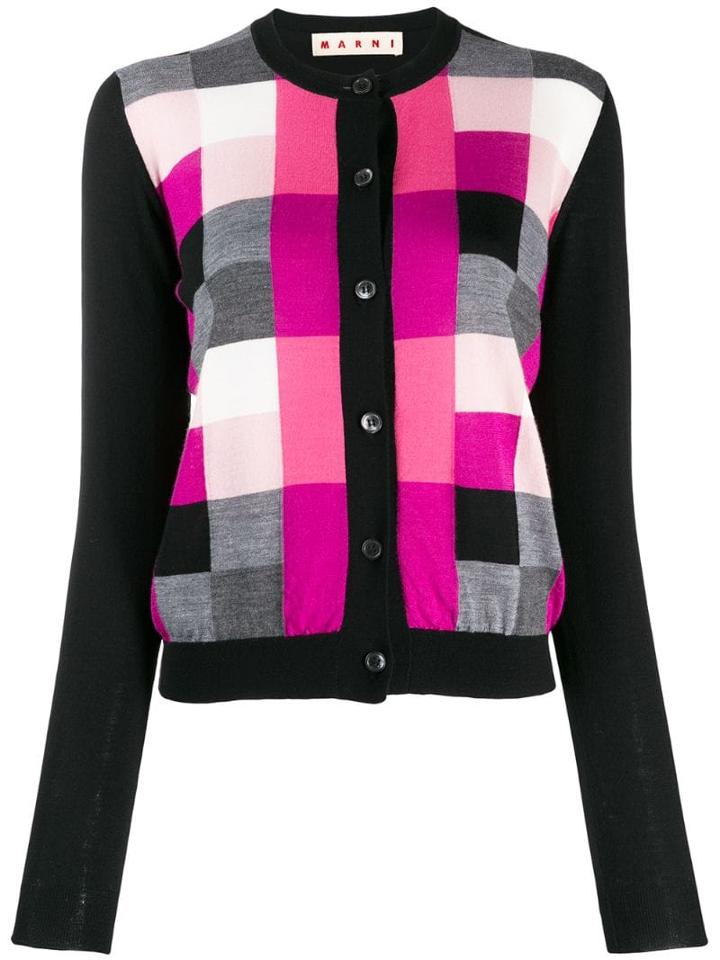 Marni Check Pattern Cardigan - Black