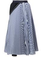 Sacai Striped Print Pleated Skirt - Blue