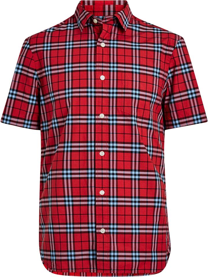 Burberry Short-sleeve Check Cotton Shirt - Red