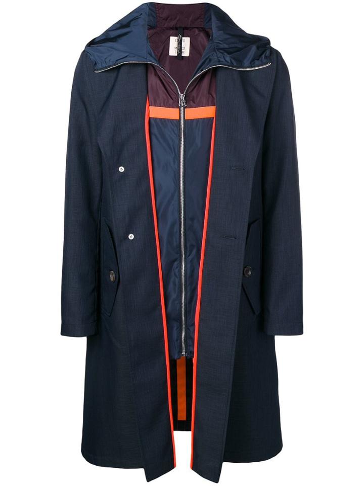 Santoni Layered Single Breasted Coat - Blue