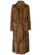 Manzoni 24 Fur Belt Coat - Brown