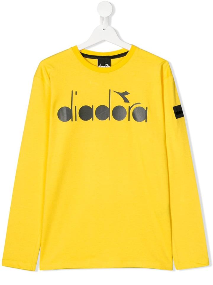 Diadora Junior Teen Logo Print T-shirt - Yellow