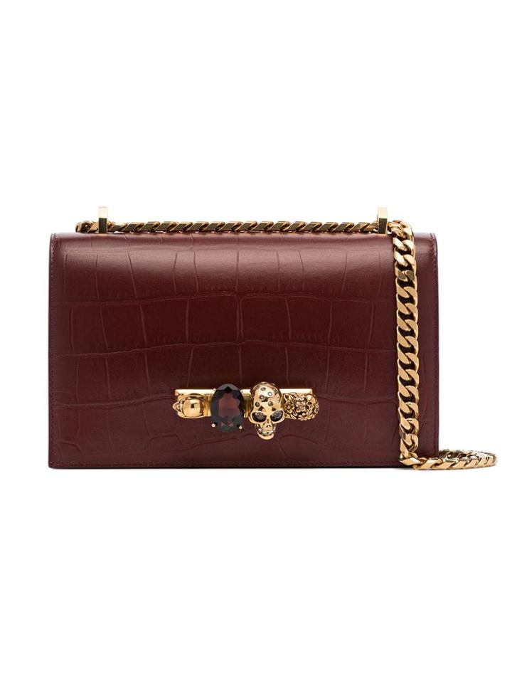 Alexander Mcqueen Crocodile-embossed Leather Satchel - Red