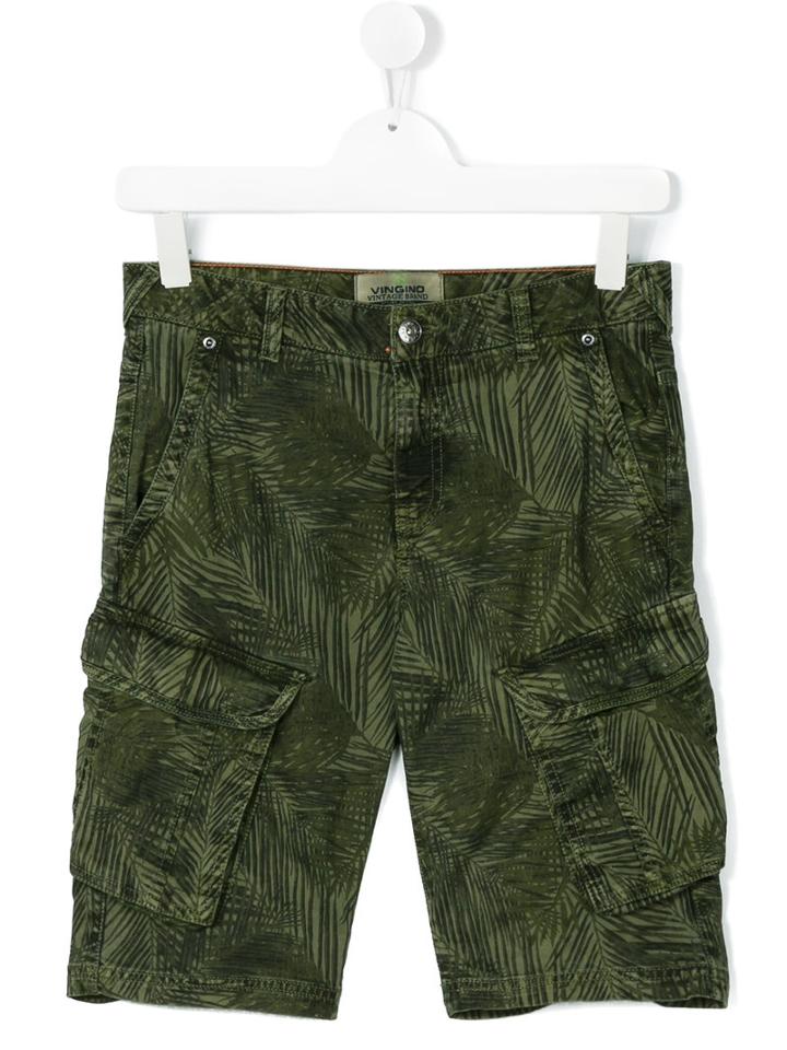 Vingino - Printed Cargo Shorts - Kids - Cotton/spandex/elastane - 14 Yrs, Green