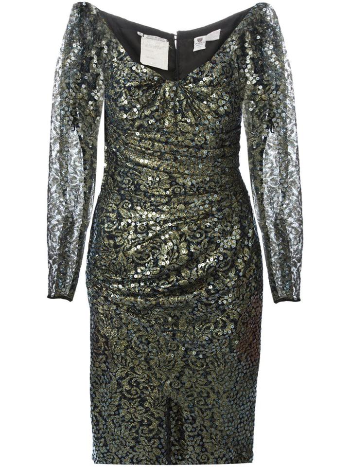 Emanuel Ungaro Vintage Sequin And Lace Dress - Black