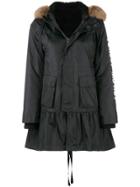 Red Valentino Faux Fur Flared Hooded Coat - Black