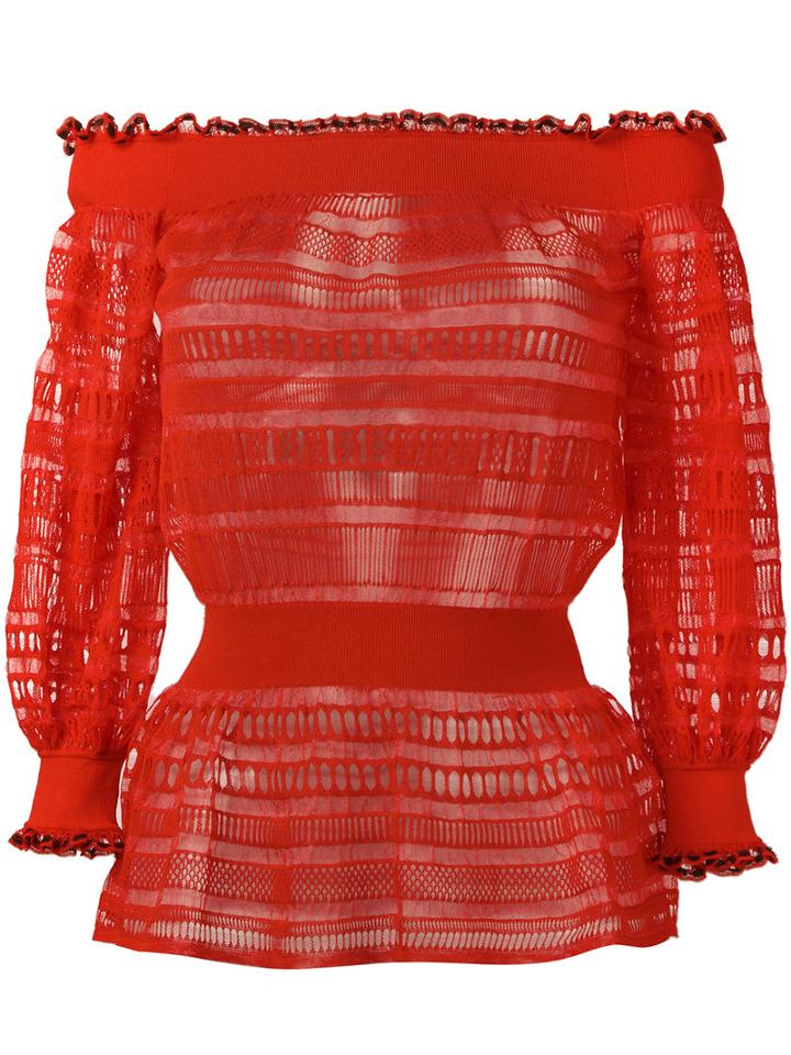 Alexander Mcqueen Lace Knit Top, Women's, Size: Medium, Red, Silk/cotton/polyamide