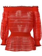 Alexander Mcqueen Lace Knit Top, Women's, Size: Medium, Red, Silk/cotton/polyamide