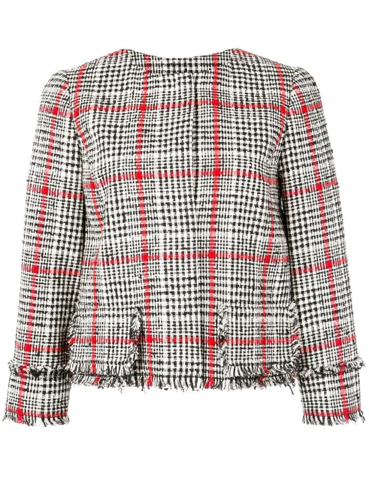Oscar De La Renta Short Checked Coat - Red