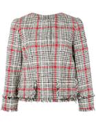 Oscar De La Renta Short Checked Coat - Red