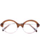 Emilio Pucci Tricolour Round Glasses - Brown