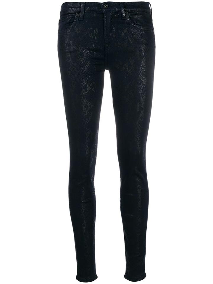 7 For All Mankind Snake Print Skinny Trousers - Blue