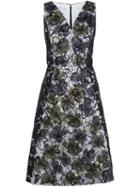Oscar De La Renta Embellished Floral Lace Dress, Women's, Size: 12, Black, Silk