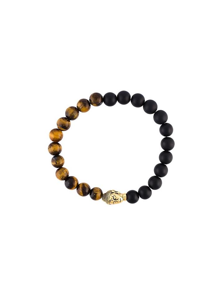 Nialaya Jewelry Beaded Buddha Bracelet, Men's, Size: Large, Brown