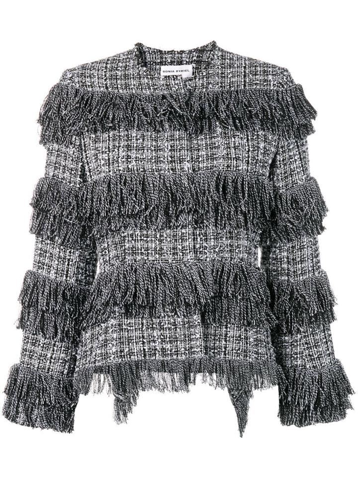 Sonia Rykiel Fringed Bouclé Jacket - Black