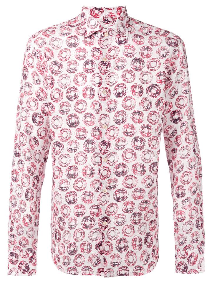 Xacus - Circles Print Shirt - Men - Linen/flax - 45, White, Linen/flax
