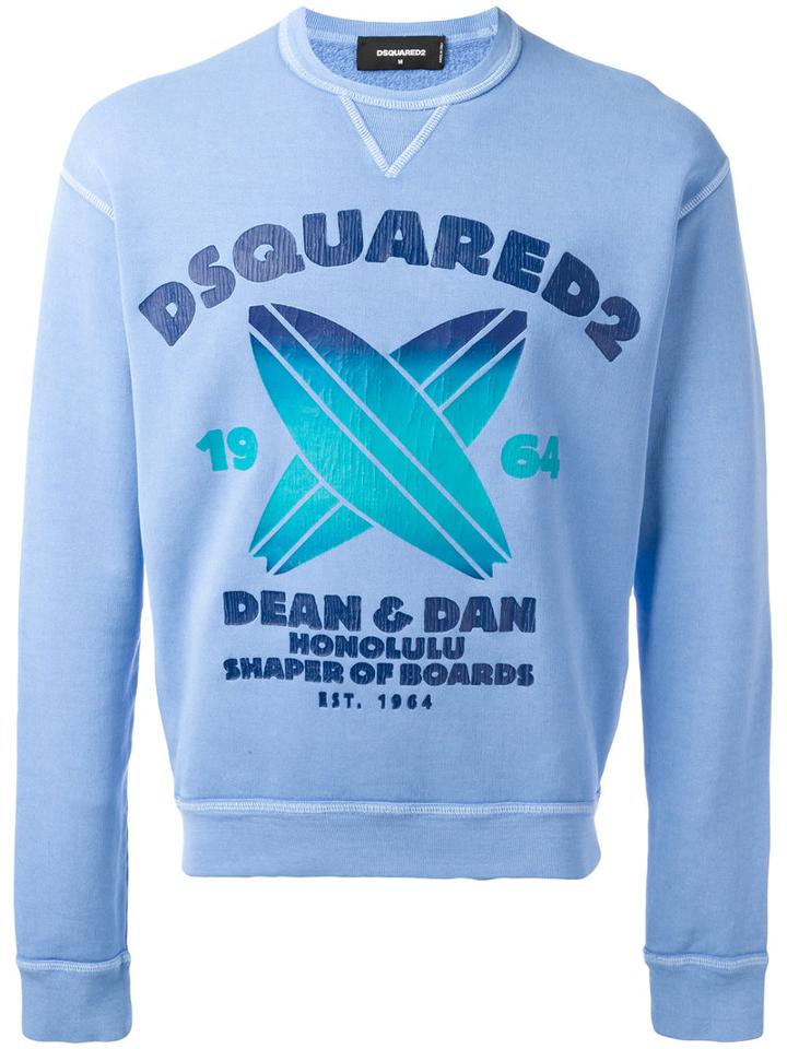 Dsquared2 Honolulu Shaper Of Boards Sweatshirt, Men's, Size: 46, Blue, Cotton