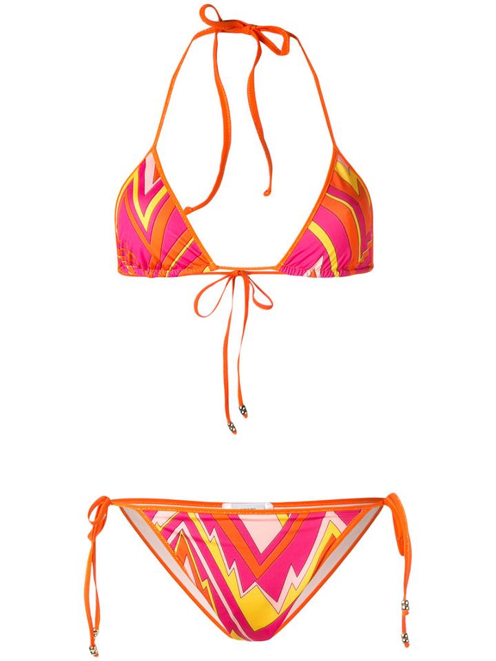 M Missoni - Printed Bikini Set - Women - Polyamide/spandex/elastane - 42, Women's, Yellow/orange, Polyamide/spandex/elastane