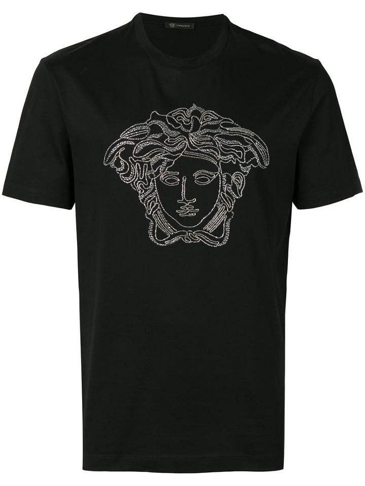 Versace - Studded Medusa T-shirt - Men - Cotton - Xxl, Black, Cotton