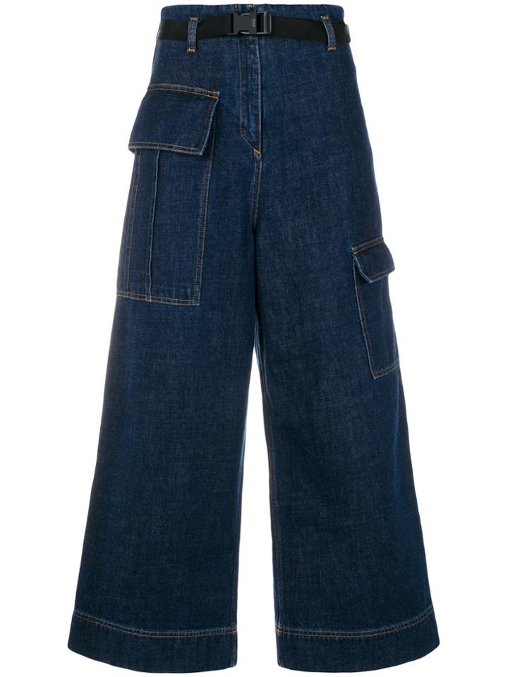 Kenzo Cropped Wide-legged Jeans - Blue