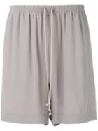 Rick Owens - Pleated Shorts - Women - Silk/acetate - 42, Grey, Silk/acetate