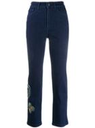 Mr & Mrs Italy Embroidered Skinny Trousers - Blue