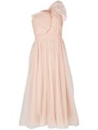 Red Valentino One Shoulder Bow Detail Tulle Dress - Nude & Neutrals