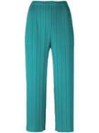 Pleats Please By Issey Miyake - Pleated Cropped Trousers - Women - Polyester - 3, Green, Polyester