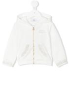 Young Versace - Embellished Zip-up Hooded Sweatshirt - Kids - Cotton/spandex/elastane - 36 Mth, White