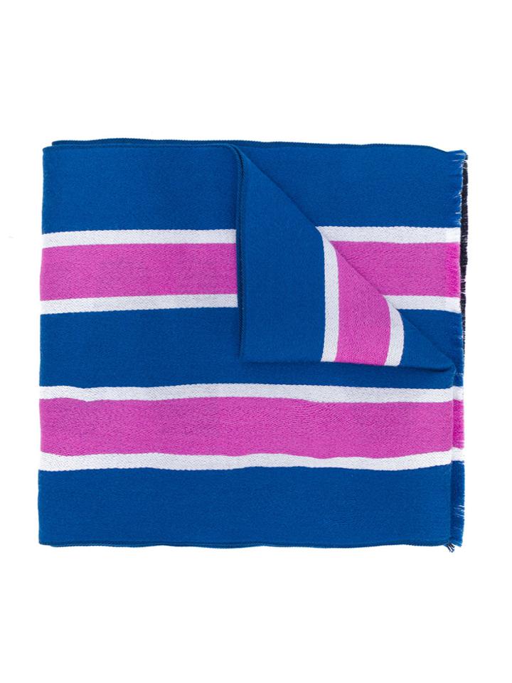 Palm Angels Striped Scarf - Blue