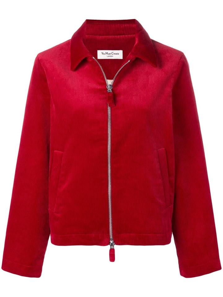 Ymc Zip Front Corduroy Jacket - Red