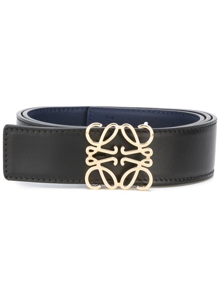 Loewe Logo Plaque Belt, Women's, Size: 75, Blue, Calf Leather