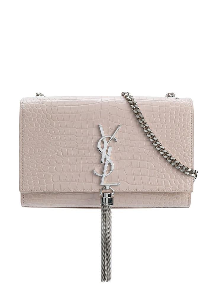 Saint Laurent Textured Monogram Shoulder Bag - Pink