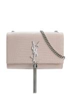 Saint Laurent Textured Monogram Shoulder Bag - Pink
