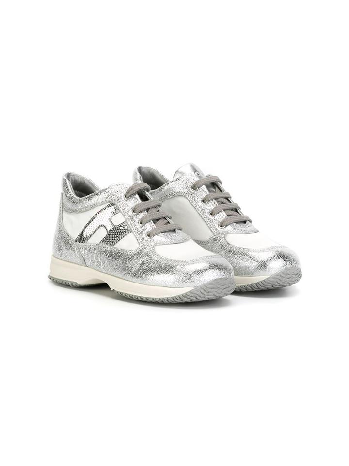 Hogan Kids Sequin Logo Sneakers, Girl's, Size: 27, Grey