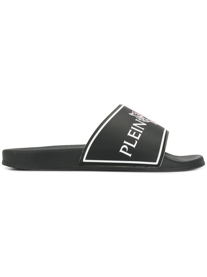 Plein Sport Logo Print Slides - Black